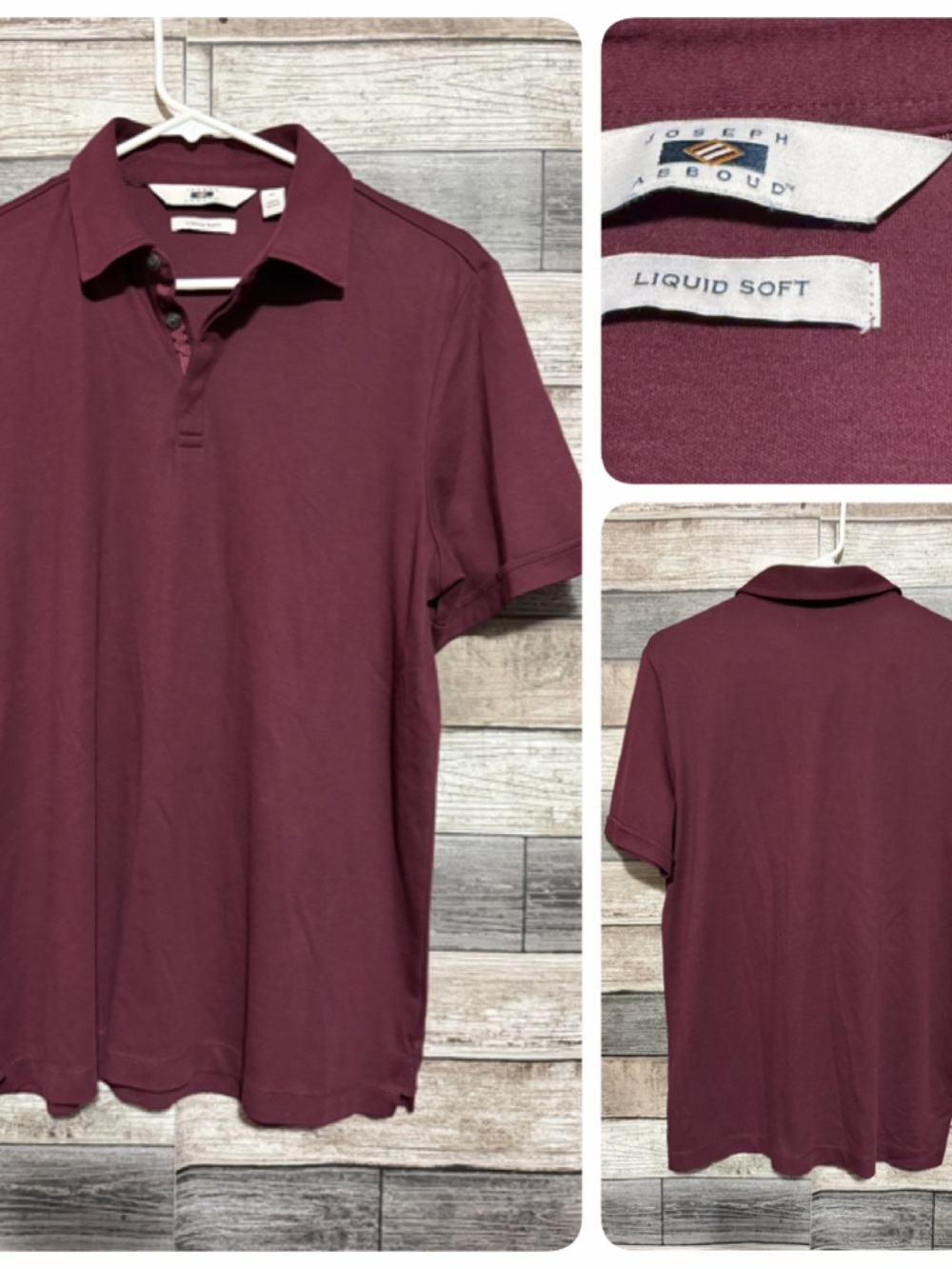 Joseph Abboud Liquid Soft Polo Shirt Men’s M Burgundy Red Short Sleeve Soft